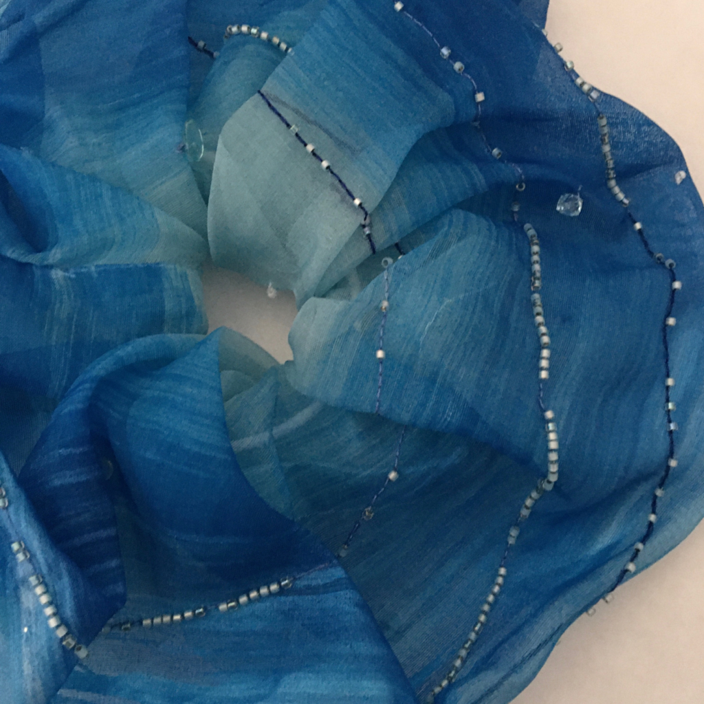 oversized silk blue scrunchy
