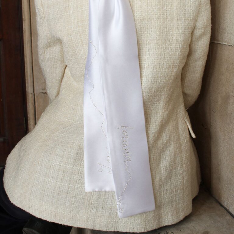 Wedding long white silk hairband zapotahair-2