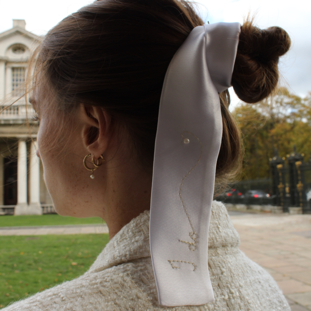 white silk hairband