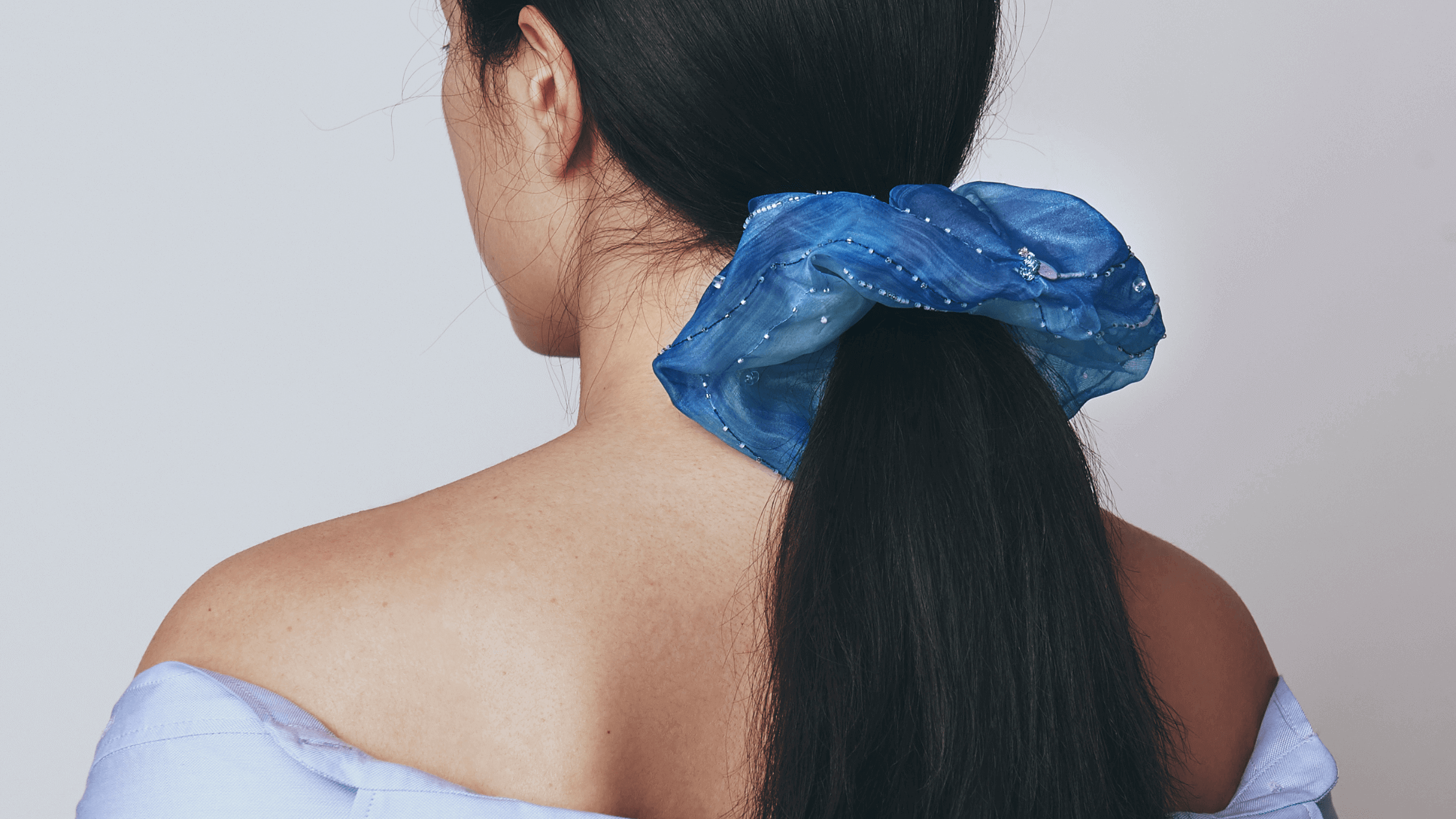 blue silk scrunchy